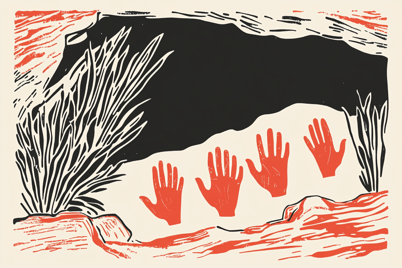 Mains sur la roche - peintures de Lascaux