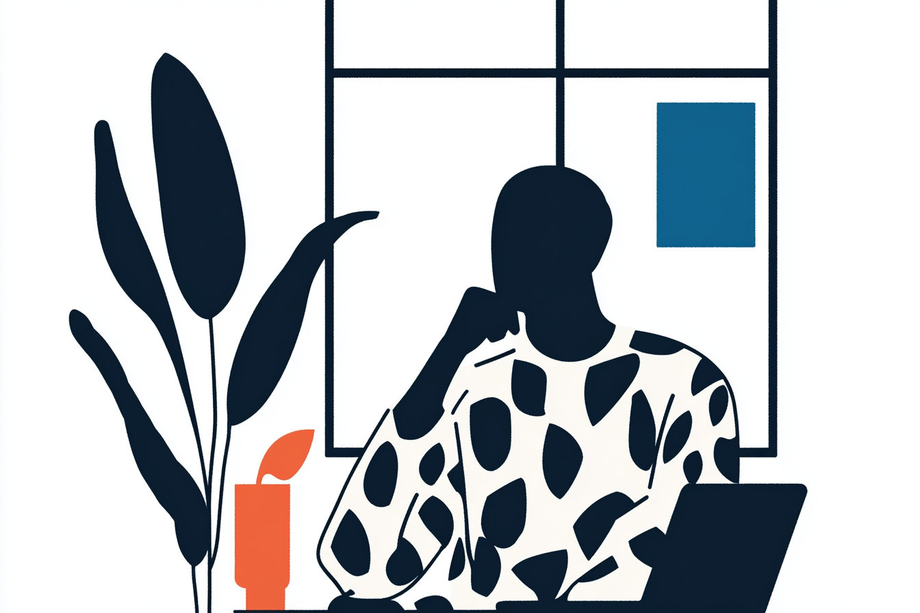 un homme proche d'un ordinateur portable est pensif