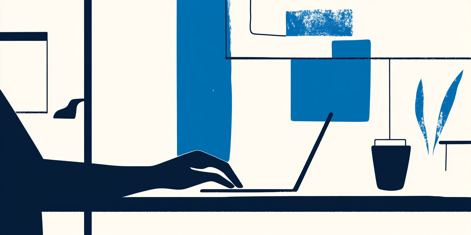 une main de profil pianote sur un ordinateur portable