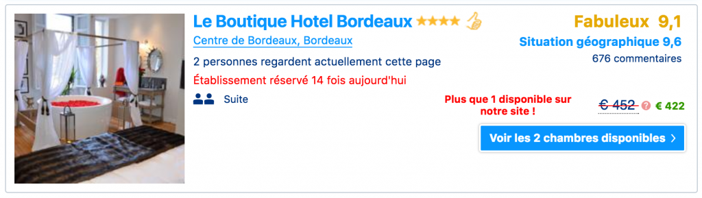 Capture d'écran du site de Booking