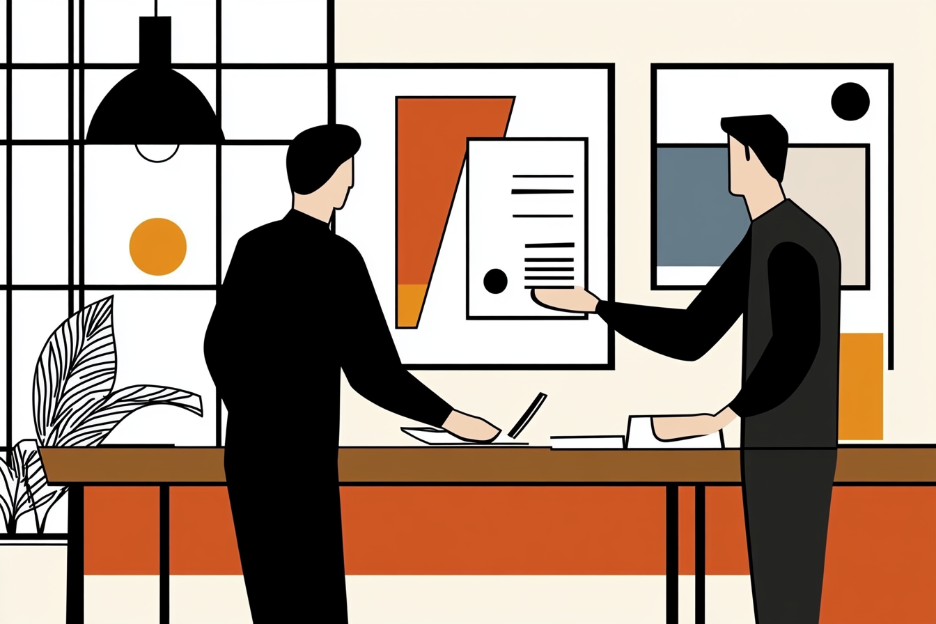 Deux hommes discutant dans le cadre d'un recrutement de participants