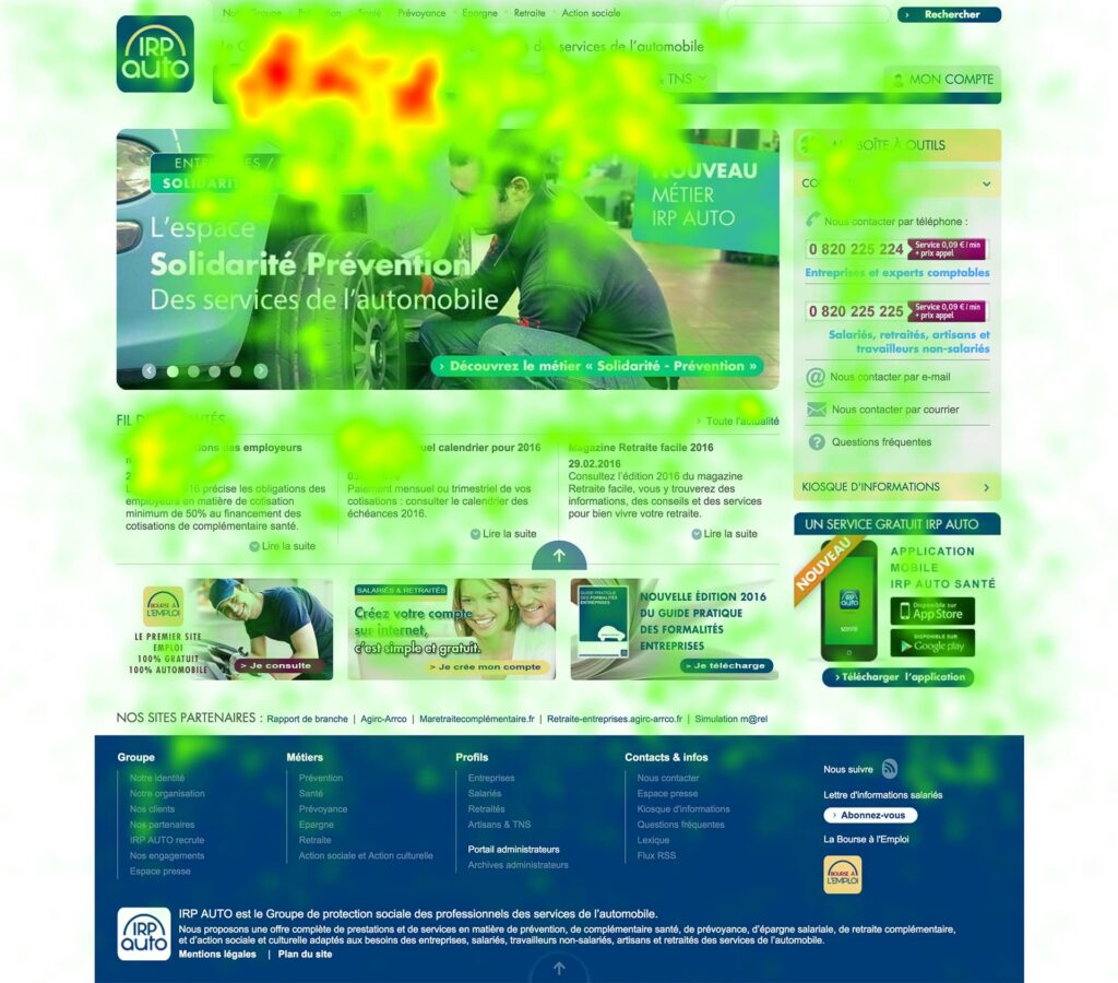 Carte de chaleur d'un site - Mesures physiologiques