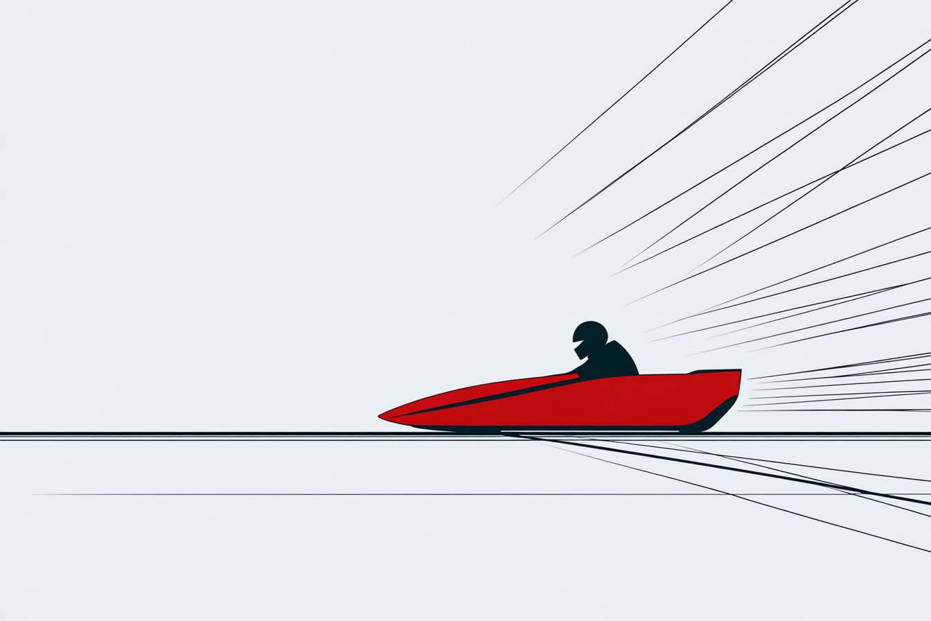 Pilote dans son engin, en train d'arriver sur la ligne d'arrivée