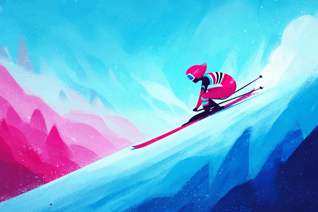 Sportif en plein action de ski alpin