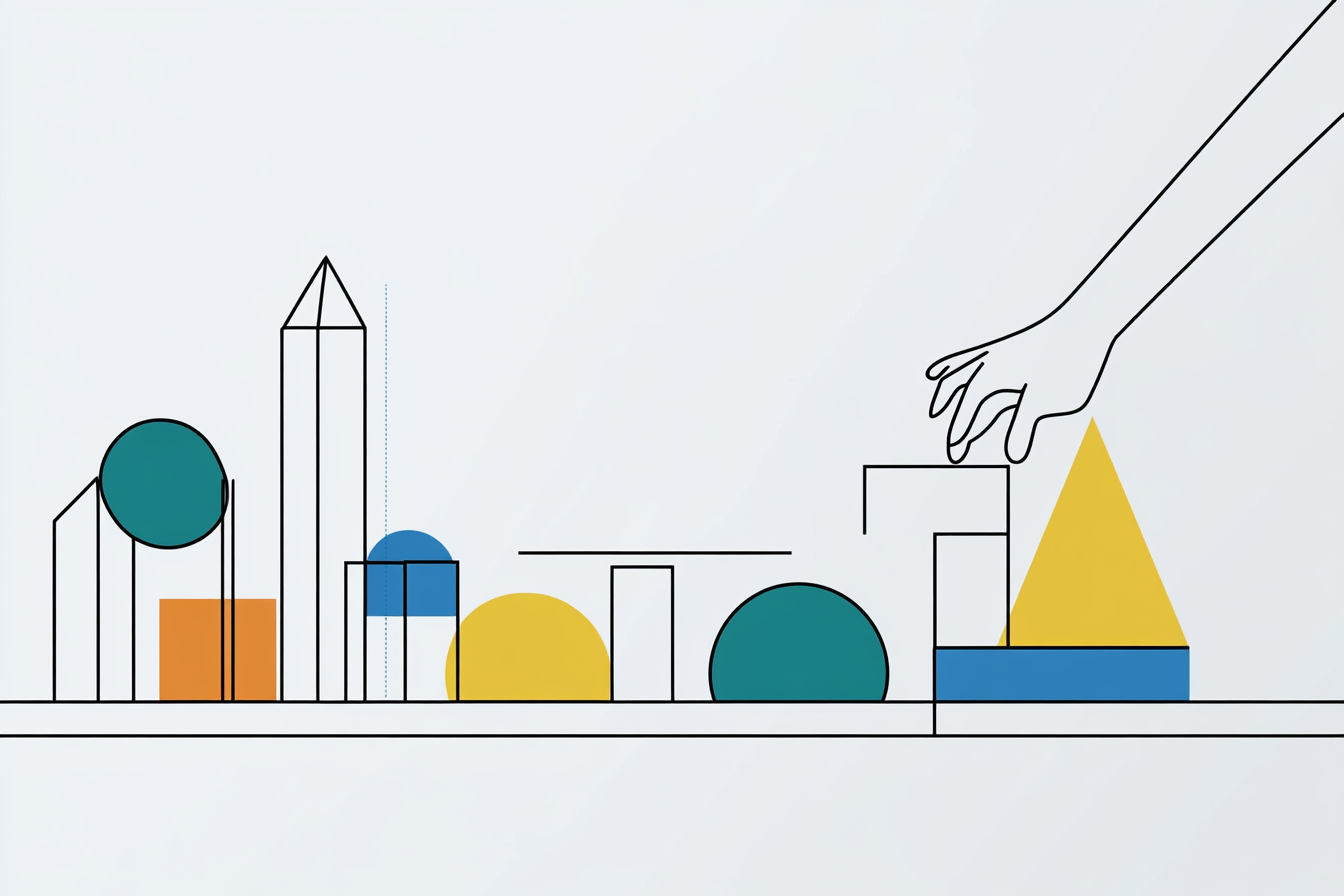 Gamification : un enfant qui joue avec des pièces en bois colorées