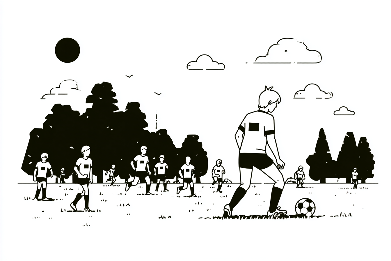 Joueur de football en plein entraînement